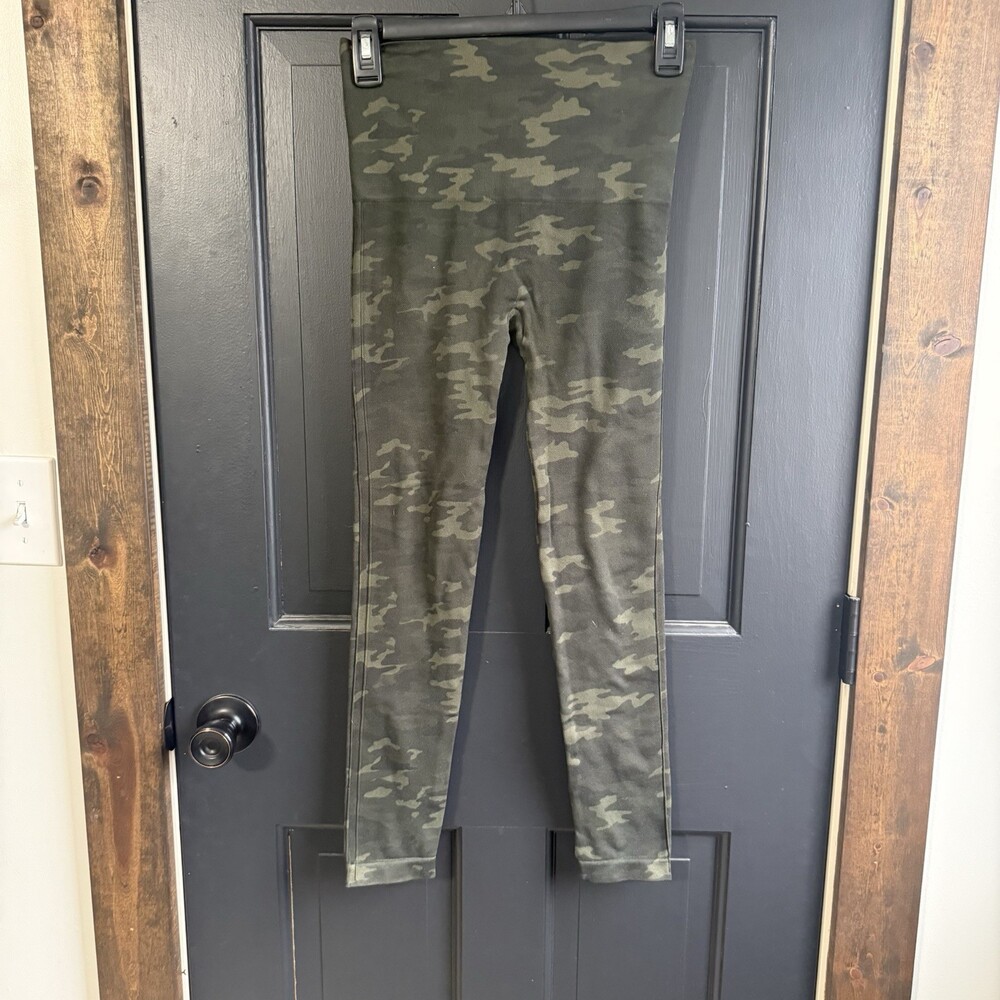 Spanx Assets High Waist Shaping Leggings Size M FL4715 Camo Green Gray Shapewear